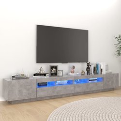 TV-Schrank mit LED-Leuchten Betongrau 260x35x40 cm