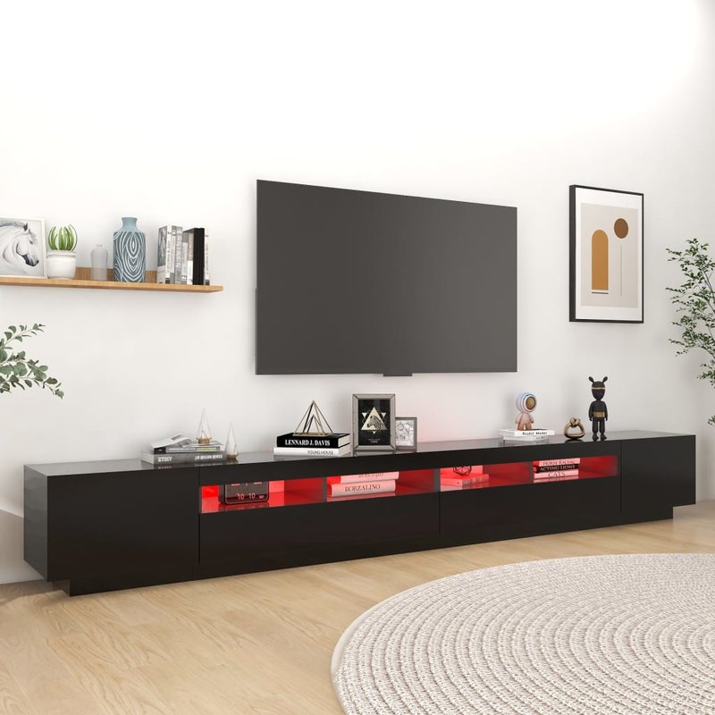 TV-Schrank mit LED-Leuchten Schwarz 300x35x40 cm - Desenimo Möbel & K,  187,99 €