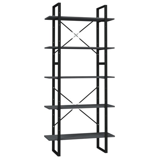 Bcherregal 5 Fcher Grau 80x30x175 cm Massivholz Kiefer
