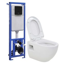 Hnge-Toilette mit Unterputzsplkasten Keramik