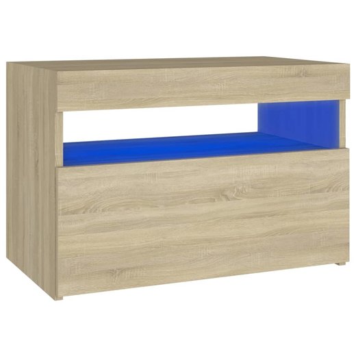 Nachttisch mit LED-Leuchten Sonoma-Eiche 60x35x40cm Spanplatte