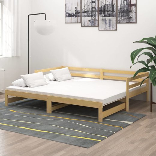 Ausziehbares Tagesbett 2x(90x200) cm Massivholz Kiefer