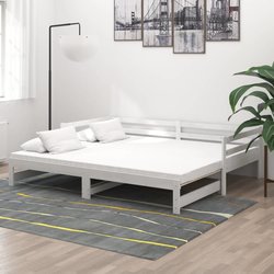 Ausziehbares Tagesbett 2x(90x200) cm Wei Massivholz Kiefer