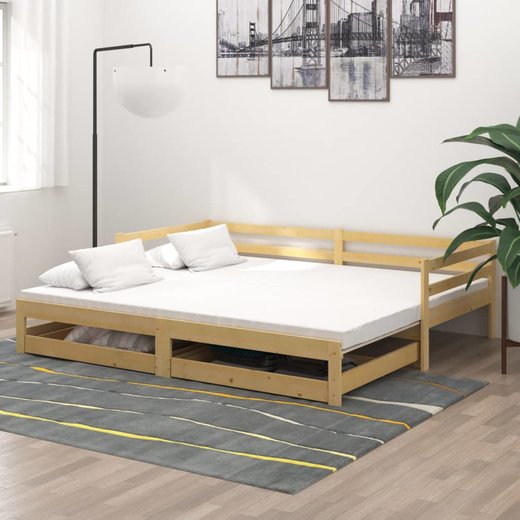 Ausziehbares Tagesbett 2x(90x200) cm Massivholz Kiefer