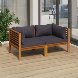 2-Sitzer-Gartensofa mit Kissen Massivholz Akazie