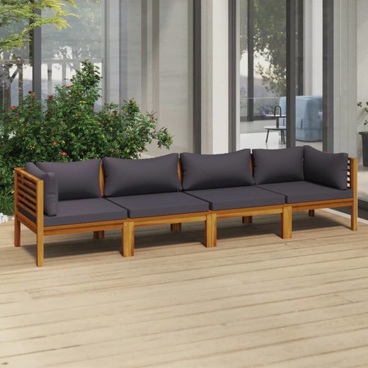 4-Sitzer-Gartensofa mit Kissen Massivholz Akazie