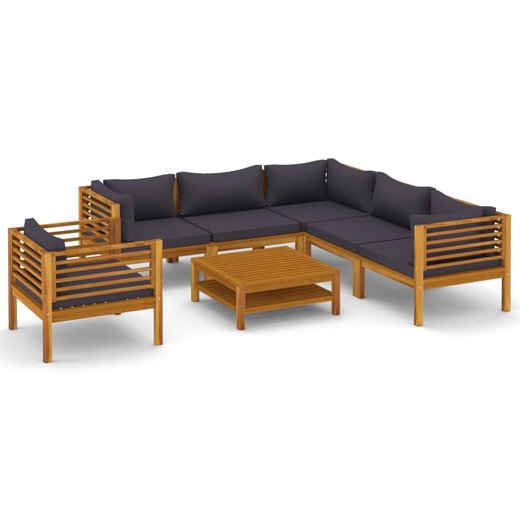 7-tlg. Garten-Lounge-Set mit Auflage Massivholz Akazie