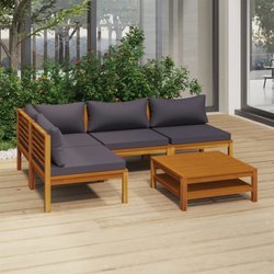 5-tlg. Garten-Lounge-Set mit Auflage Massivholz Akazie