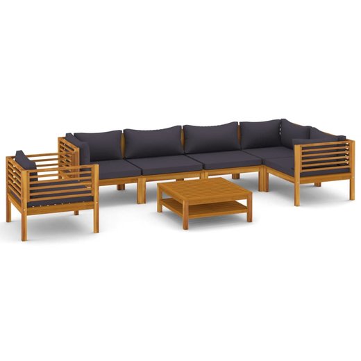 7-tlg. Garten-Lounge-Set mit Auflage Massivholz Akazie