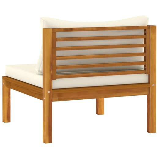 3-Sitzer-Gartensofa mit Creme Kissen Massivholz Akazie