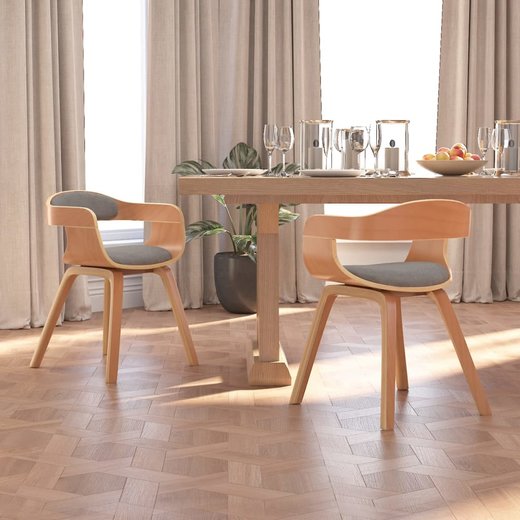 Esszimmersthle 2 Stk. Taupe Bugholz und Stoff