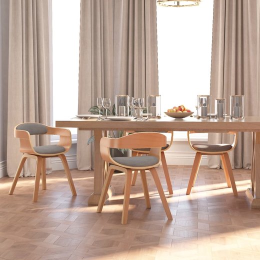 Esszimmersthle 4 Stk. Taupe Bugholz und Stoff