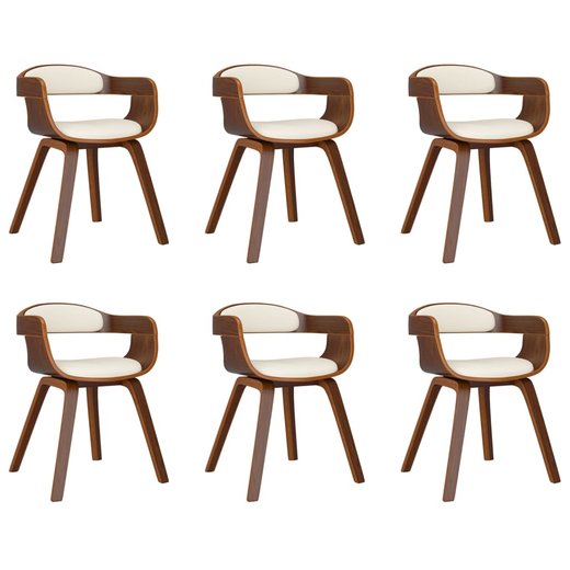 Esszimmerst�hle 6 Stk. Creme Bugholz und Kunstleder