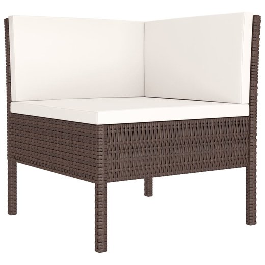 5-tlg. Garten-Lounge-Set mit Auflagen Poly Rattan Braun