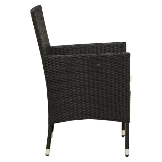 9-tlg. Garten-Essgruppe mit Auflagen Poly Rattan Schwarz