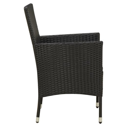 9-tlg. Garten-Essgruppe mit Auflagen Poly Rattan Schwarz