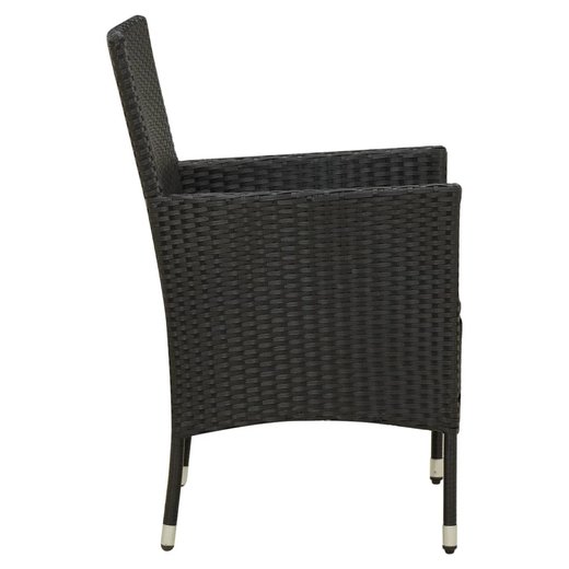 9-tlg. Garten-Essgruppe mit Auflagen Poly Rattan Schwarz