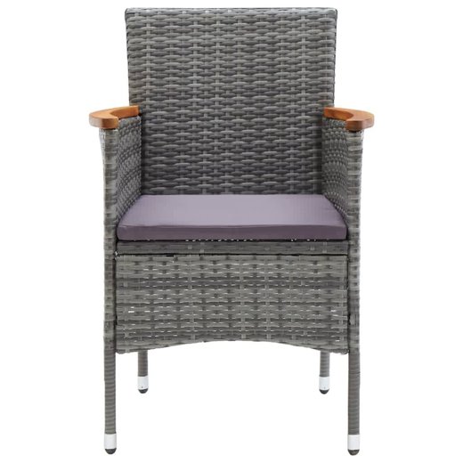 7-tlg. Garten-Essgruppe mit Kissen Poly Rattan Grau