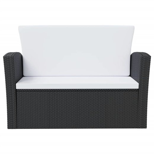 8-tlg. Garten-Lounge-Set mit Auflagen Poly Rattan Schwarz