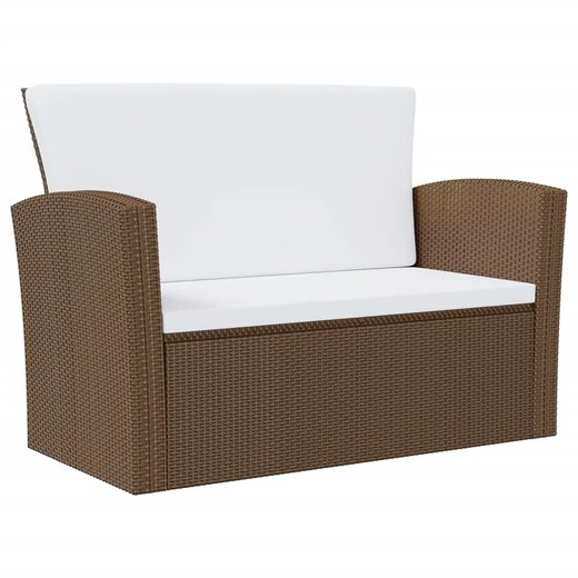 8-tlg. Garten-Lounge-Set mit Auflagen Poly Rattan Braun