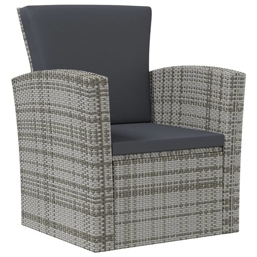 8-tlg. Garten-Lounge-Set mit Auflagen Poly Rattan Grau