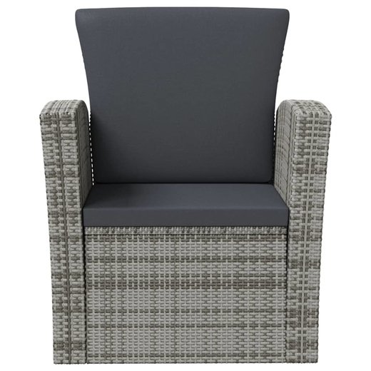8-tlg. Garten-Lounge-Set mit Auflagen Poly Rattan Grau