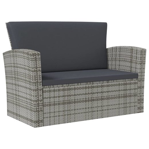 8-tlg. Garten-Lounge-Set mit Auflagen Poly Rattan Grau