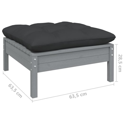 9-tlg. Garten-Lounge-Set mit Anthrazit Kissen Kiefernholz