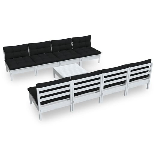 9-tlg. Garten-Lounge-Set mit Kissen Kiefer Massivholz