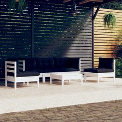 6-tlg. Garten-Lounge-Set mit Kissen Kiefer Massivholz