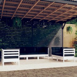 7-tlg. Garten-Lounge-Set mit Kissen Kiefer Massivholz