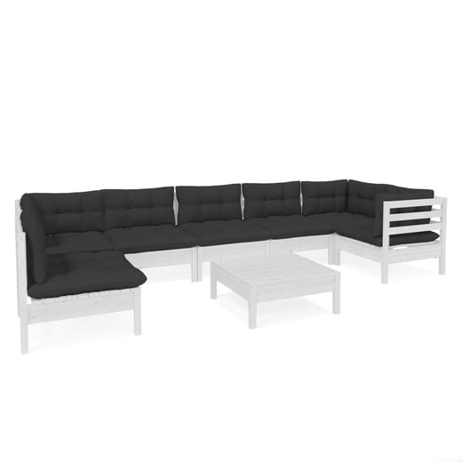 8-tlg. Garten-Lounge-Set mit Kissen Wei Kiefernholz