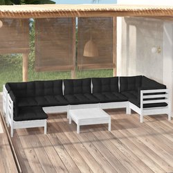 8-tlg. Garten-Lounge-Set mit Kissen Wei Kiefernholz