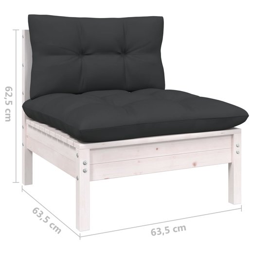 7-tlg. Garten-Lounge-Set mit Kissen Wei Kiefer Massivholz