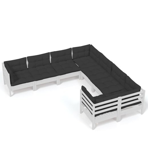 8-tlg. Garten-Lounge-Set mit Kissen Wei Massivholz Kiefer