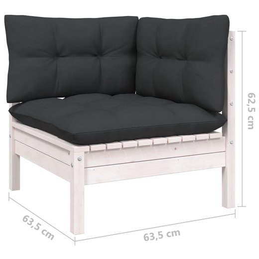 9-tlg. Garten-Lounge-Set mit Kissen Wei Kiefernholz