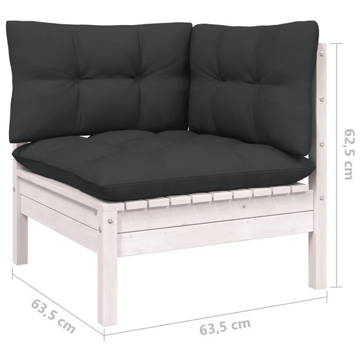 9-tlg. Garten-Lounge-Set mit Kissen Wei Kiefer Massivholz