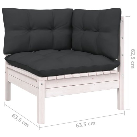 9-tlg. Garten-Lounge-Set mit Kissen Wei Kiefer Massivholz