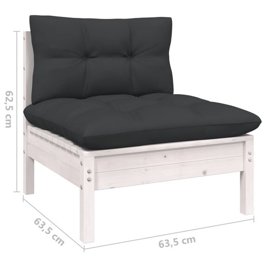 6-tlg. Garten-Lounge-Set mit Kissen Wei Kiefernholz