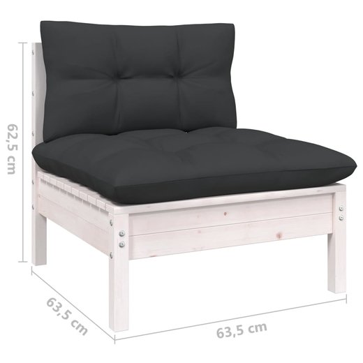 9-tlg. Garten-Lounge-Set mit Kissen Wei Kiefernholz