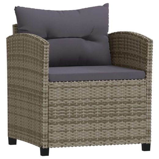 7-tlg. Garten-Lounge-Set mit Auflagen Poly Rattan Grau
