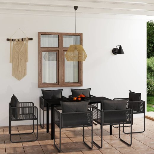 7-tlg. Garten-Essgruppe Schwarz