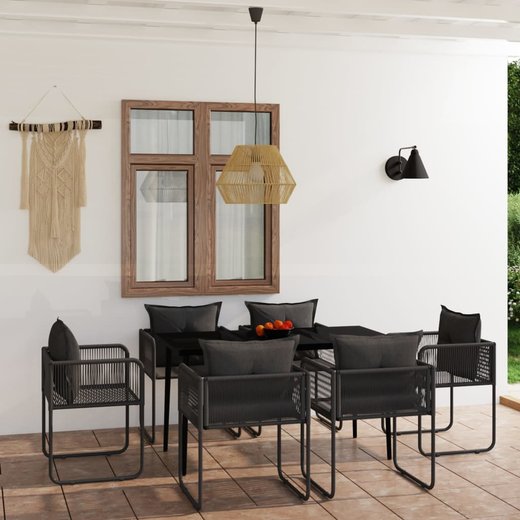 7-tlg. Garten-Essgruppe Schwarz