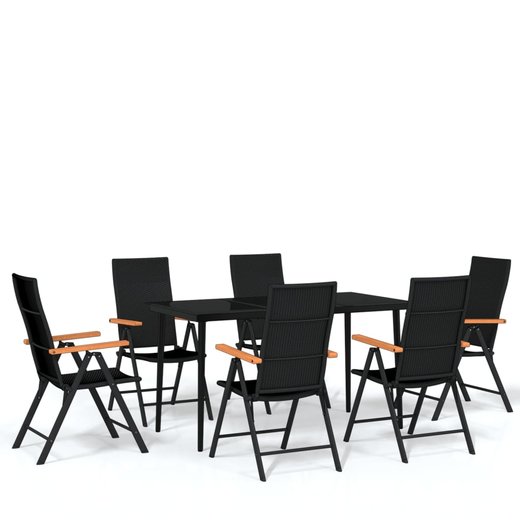 7-tlg. Garten-Essgruppe Schwarz