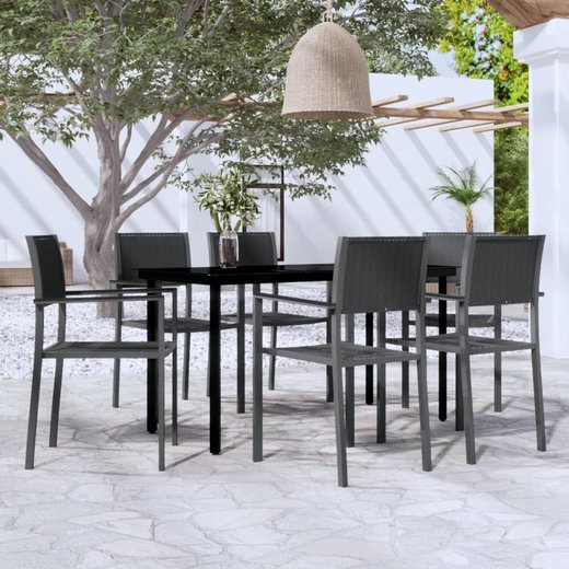 7-tlg. Garten-Essgruppe Schwarz