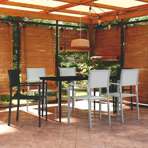 7-tlg. Garten-Essgruppe Schwarz und Wei