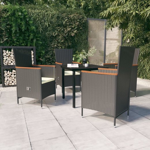 5-tlg. Garten-Essgruppe mit Kissen Schwarz