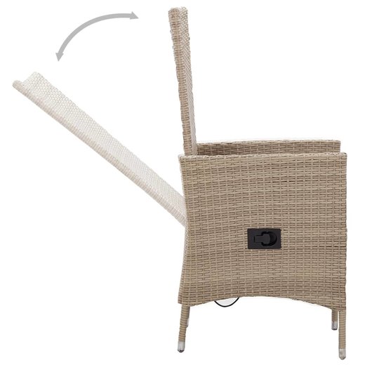 7-tlg. Garten-Essgruppe mit Kissen Beige