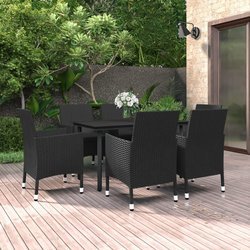 7-tlg. Garten-Essgruppe mit Auflagen Poly Rattan und Glas