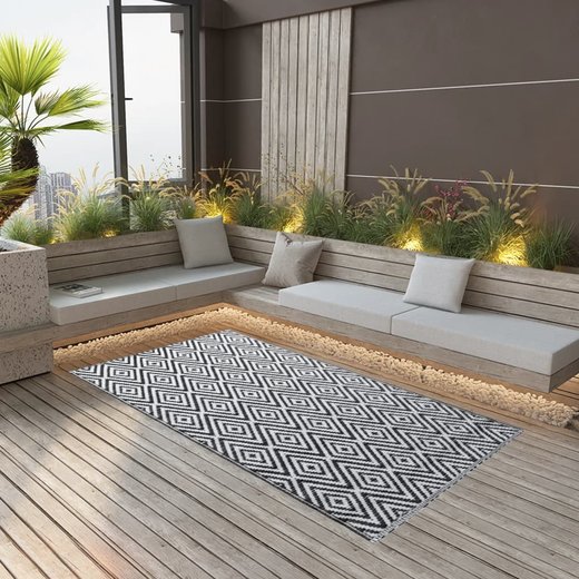Outdoor-Teppich Wei und Schwarz 80x150 cm PP